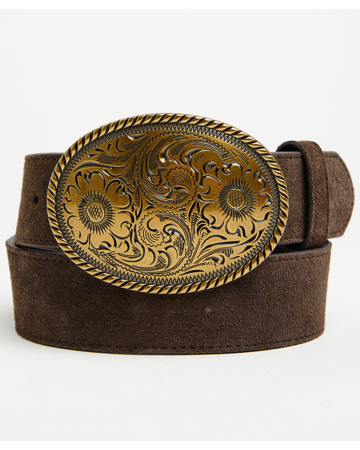 Shyanne Women's Blythe Suede Buckle Belt, Chocolate, hi-res