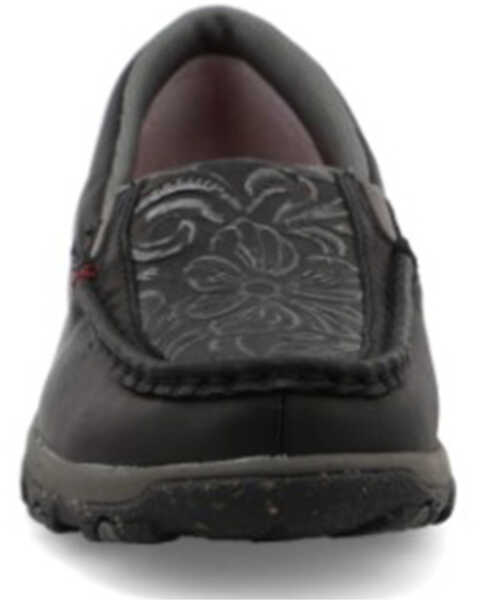 Image #4 -  Twisted X Womens CellStretch Slip-On Casual Tooled Driving Moc, Black, hi-res