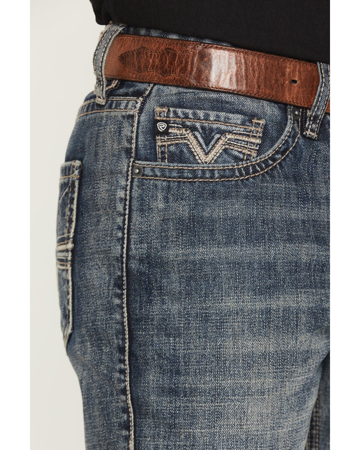 Image #2 - Rock & Roll Denim Men's Double Barrel Medium Wash Relaxed Straight Boot Denim Jeans, Medium Wash, hi-res