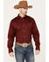 Image #1 - RANK 45® Men's Twill Logo Long Sleeve Button-Down Stretch Western Shirt , Wine, hi-res