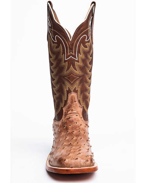 Tony Lama San Saba Vintage Full Quill Ostrich Cowboy Boots - Square Toe, Chocolate, hi-res