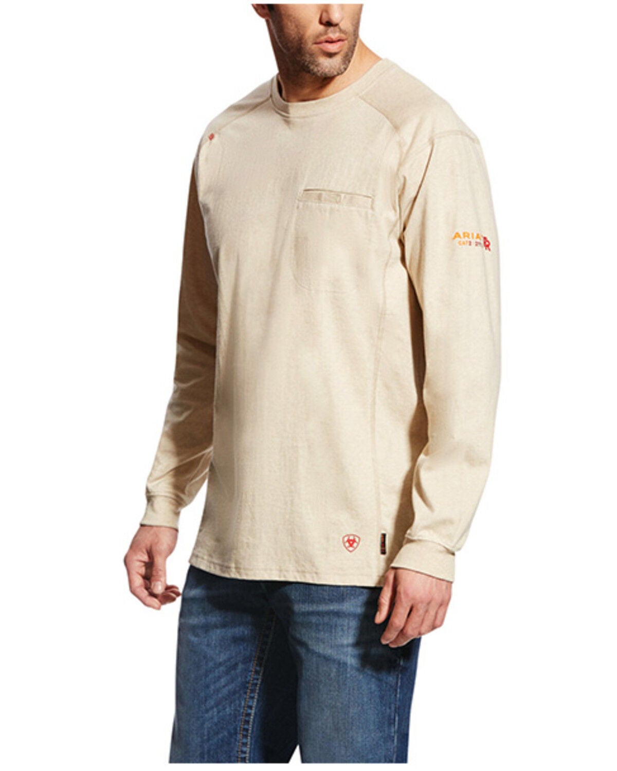 Ariat Men's FR Air Crew Long Sleeve Work Shirt - Big, Sand, hi-res