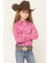 Image #1 - Cowgirl Hardware Girls' Bandana Paisley Print Long Sleeve Snap Stretch Western Shirt, Pink, hi-res