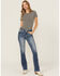 Image #3 - Miss Me Women's Dark Wash Mid Rise Paisley Pocket Bootcut Stretch Denim Jeans, Dark Wash, hi-res