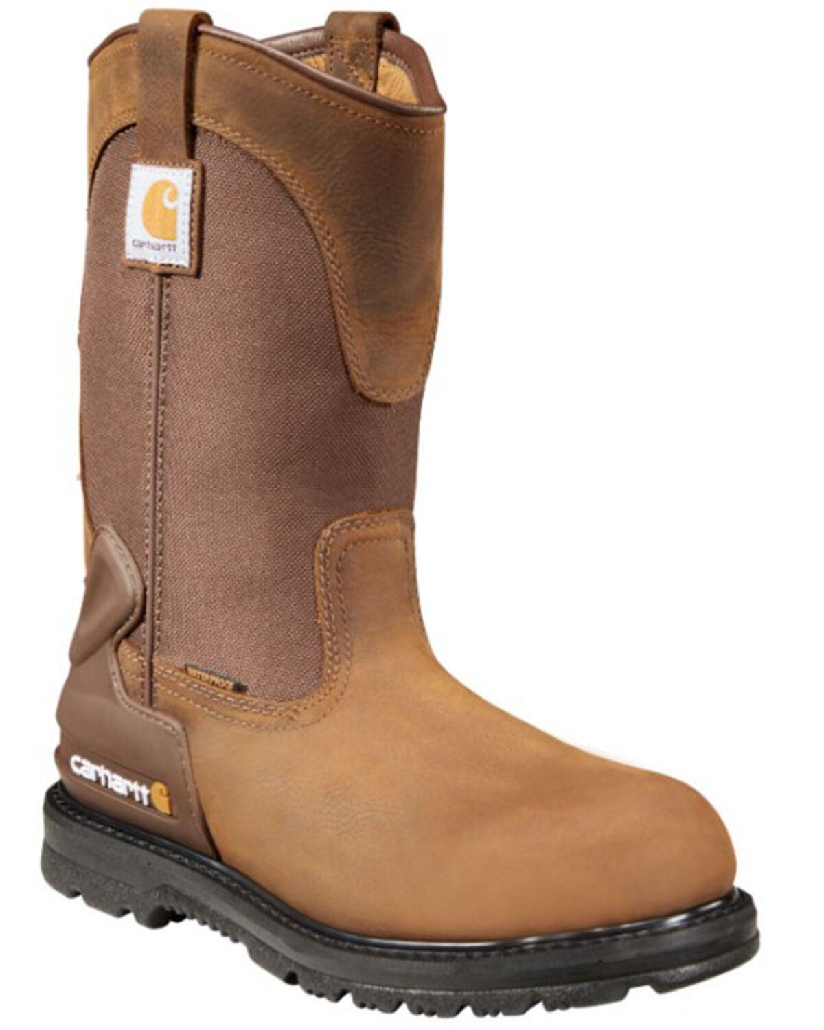 Carhartt Men's Waterproof Wellington Pull On Work Boots - Round Toe, Bison, hi-res