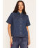 Image #2 - Rodeo Quincy X Boot Barn Women's Arrow Ranch Short Sleeve Denim Embroidered Snap Western Shirt, Dark Wash, hi-res