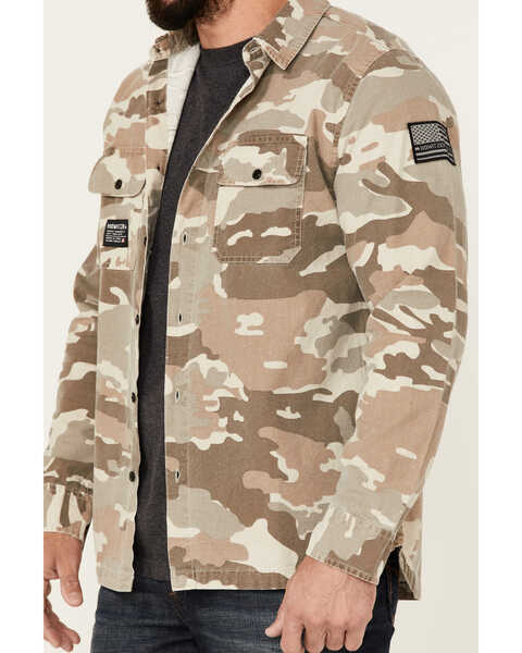 Image #3 - Howitzer Men's Armory Camo Print Long Sleeve Button Down Flannel Shirt , Cream/brown, hi-res