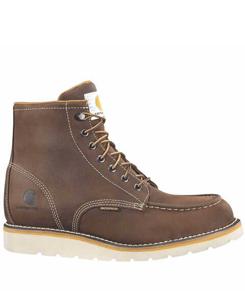 Carhartt Men's Waterproof Wedge Moc Work Boots - Steel Toe, Brown, hi-res