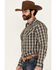 Image #2 - Gibson Trading Co Men's Dark Knight Plaid Print Long Sleeve Snap Stretch Western Shirt, Black, hi-res