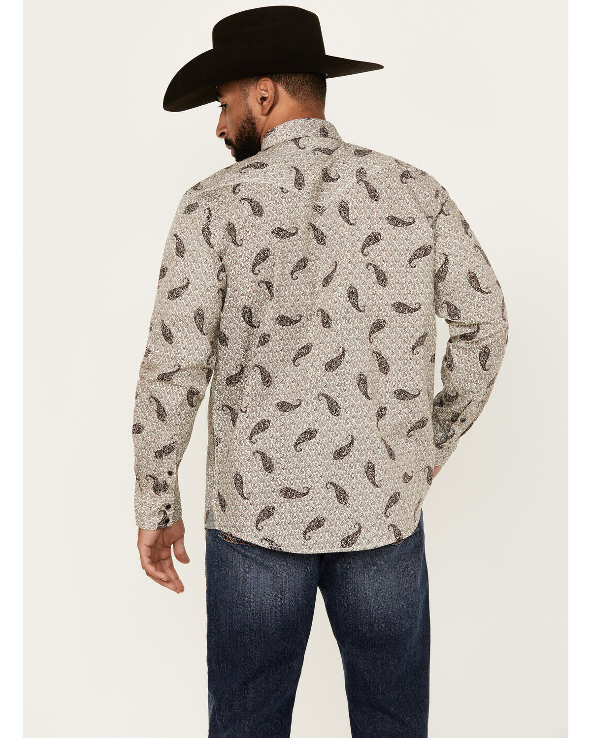 Image #4 - Moonshine Spirit Men's Tattoo Paisley Print Long Sleeve Snap Western Shirt, White, hi-res