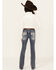 Image #1 - Grace in LA Girls' Medium Wash Mid Rise Southwestern Bootcut Jeans, Medium Wash, hi-res