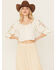Image #1 - Shyanne Women's Embellished Tie Front Peasant Top, Cream, hi-res