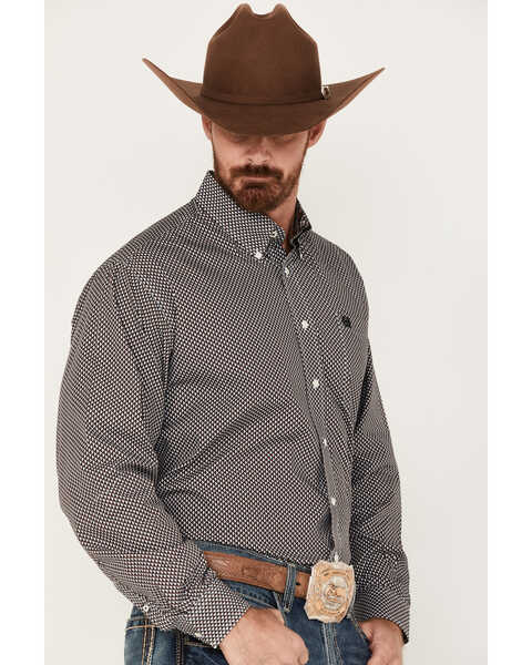 Cinch Men's Diamond Geo Print Long Sleeve Button-Down Western Shirt, Multi, hi-res