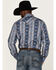 Image #4 - Rock & Roll Denim Men's Vertical Southwestern Stripe Long Sleeve Snap Western Shirt, Blue, hi-res