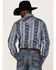 Image #4 - Rock & Roll Denim Men's Vertical Southwestern Stripe Long Sleeve Snap Western Shirt , Blue, hi-res