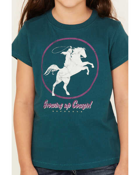 Image #3 - Shyanne Girls' Growing Up Cowgirl Graphic Tee, Deep Teal, hi-res