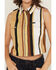 Image #3 - Wrangler Retro Women's Striped Print Sleeveless Snap Cropped Western Shirt, Tan, hi-res