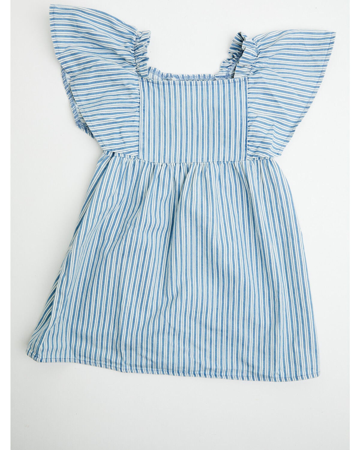 Image #1 - Wrangler Toddler Girls' Striped Short Sleeve Denim Dress, Blue, hi-res