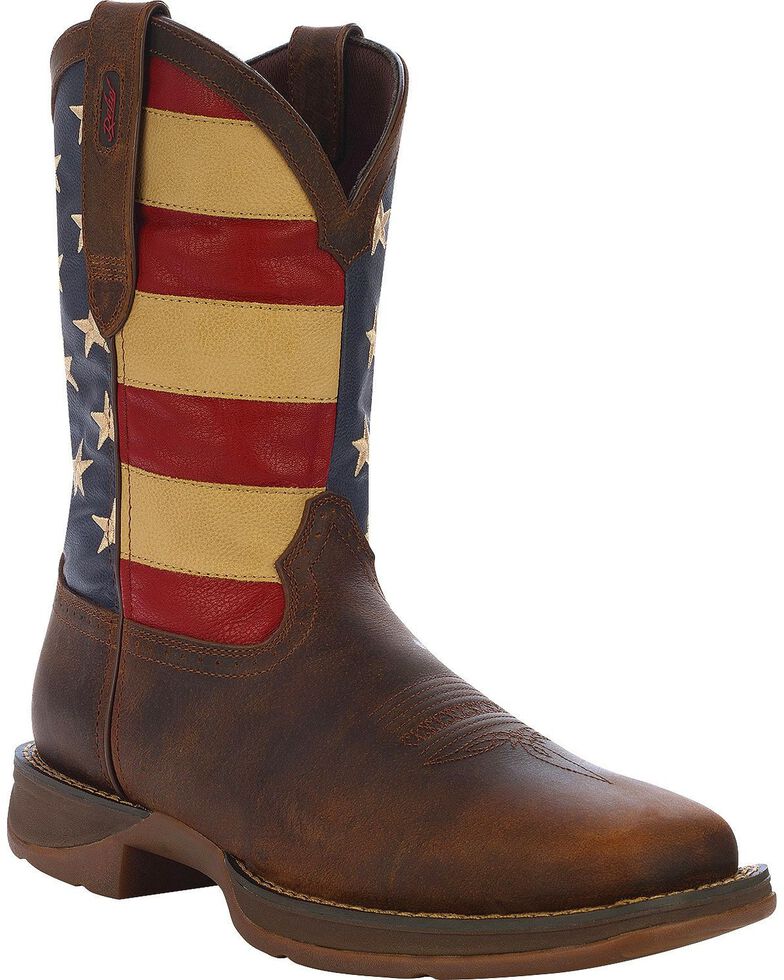 Durango Rebel Men's American Flag Cowboy Boots Square Toe Country