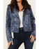 Image #3 - Idyllwind Women's Banbury Printed Faux Suede Moto Jacket, Steel Blue, hi-res