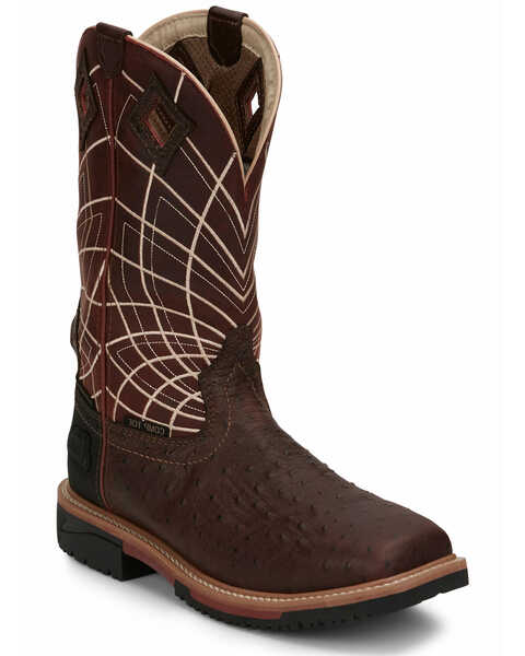 Image #1 - Justin Men's Derrickman Western Work Boots - Composite Toe, Cognac, hi-res