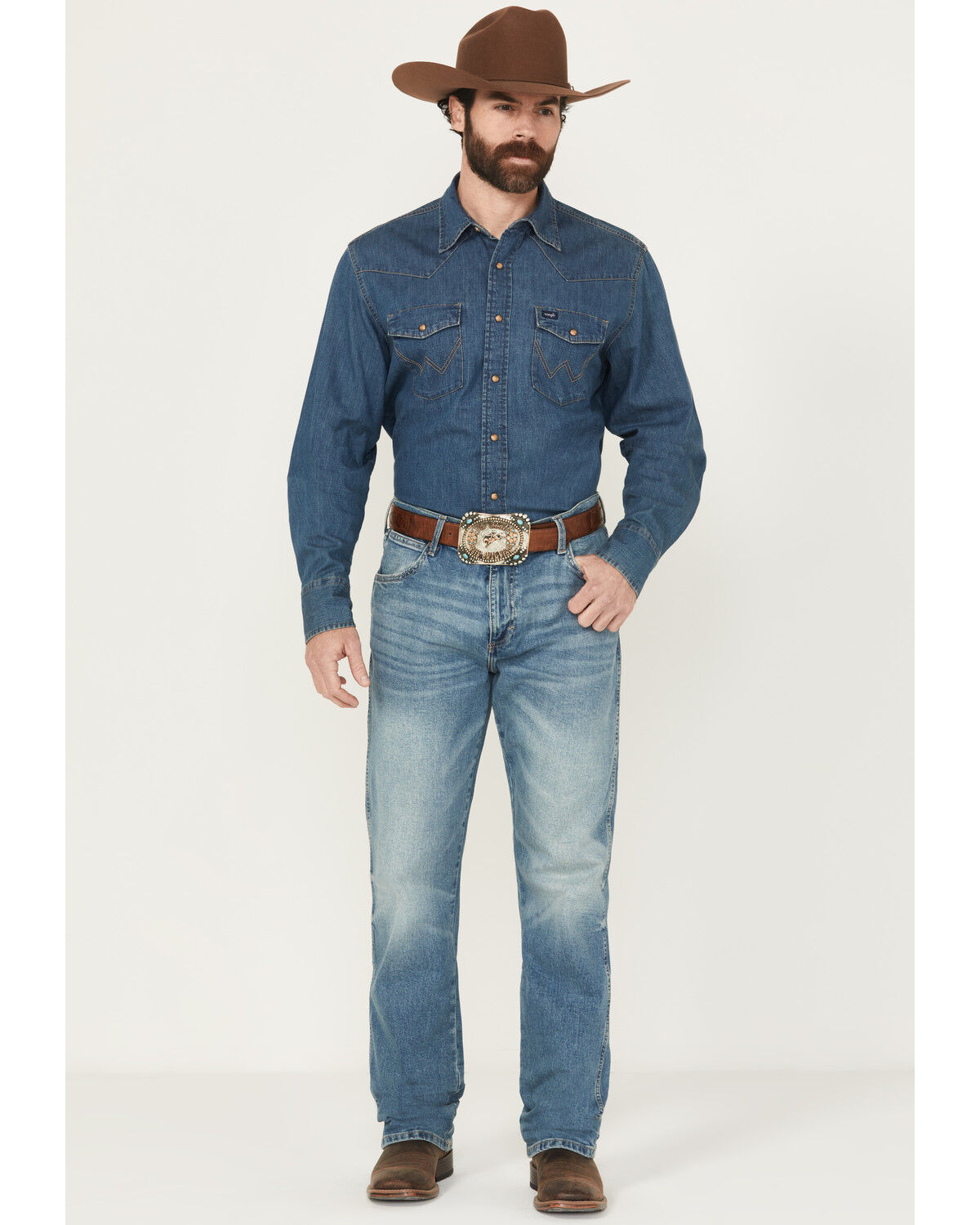 Image #1 - Wrangler Retro Men's 88MWZ Medium Wash Slim Straight Stretch Denim Jeans, Medium Wash, hi-res