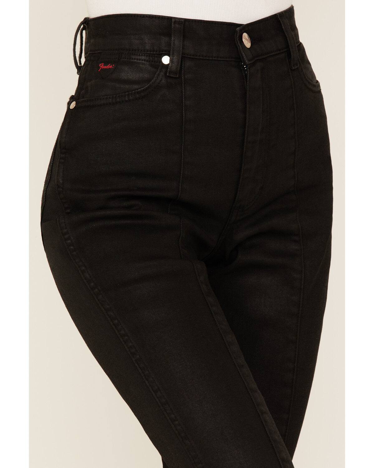 Image #2 - Wrangler X Fender Women's Wrock Cropped Flare Jeans, Black, hi-res