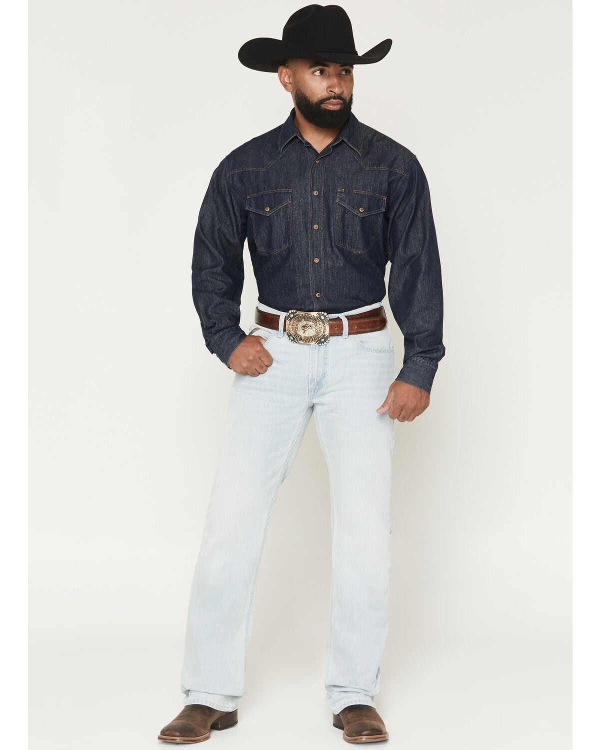 Image #1 - Ariat Men's M5 Newport Judd Super Light Wash Straight Denim Jeans, Light Wash, hi-res
