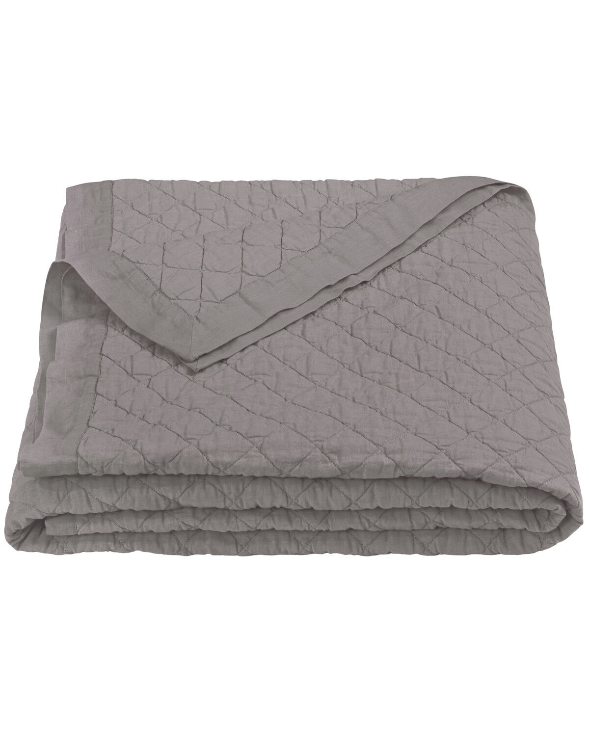 Image #1 - HiEnd Accents Diamond Pattern Linen King Quilt, Grey, hi-res
