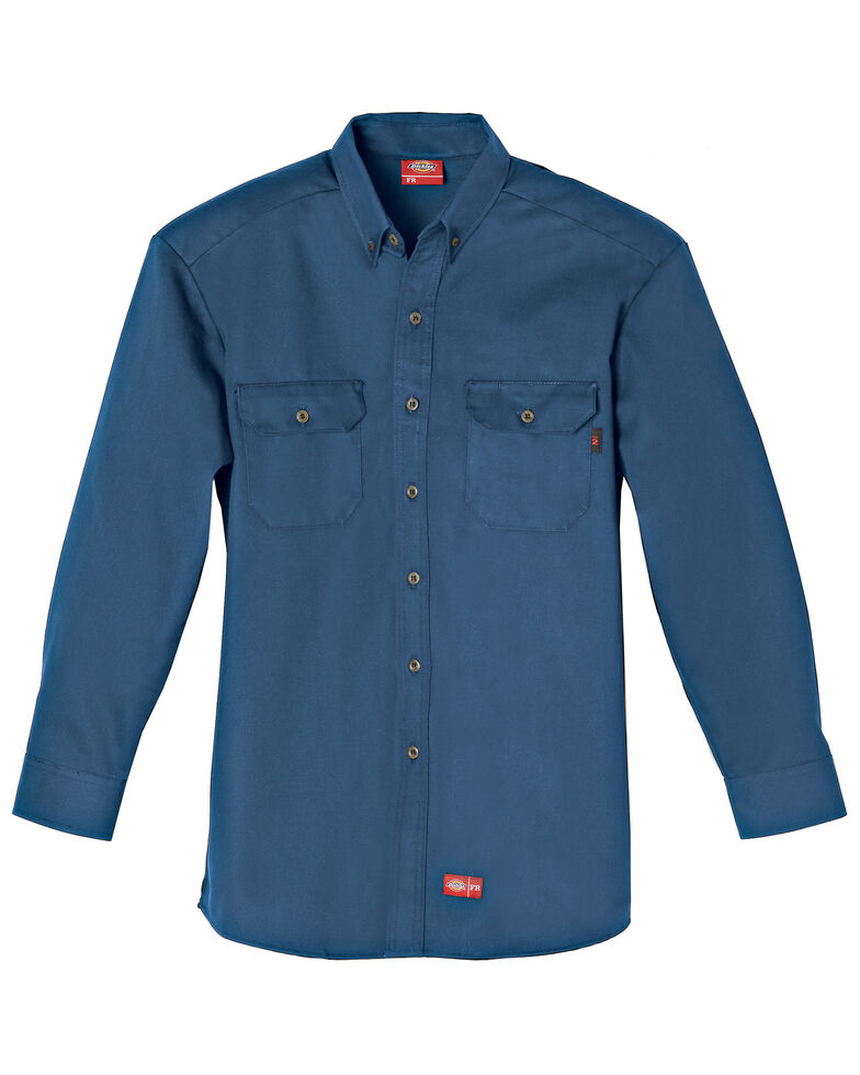 Dickies Flame Resistant Twill Work Shirt, Navy, hi-res