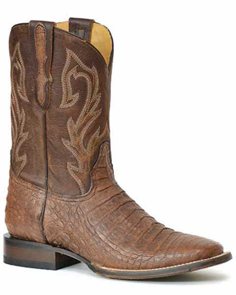 Stetson Men's Cameron Exotic Caiman Western Boots - Broad Square Toe , Brown, hi-res