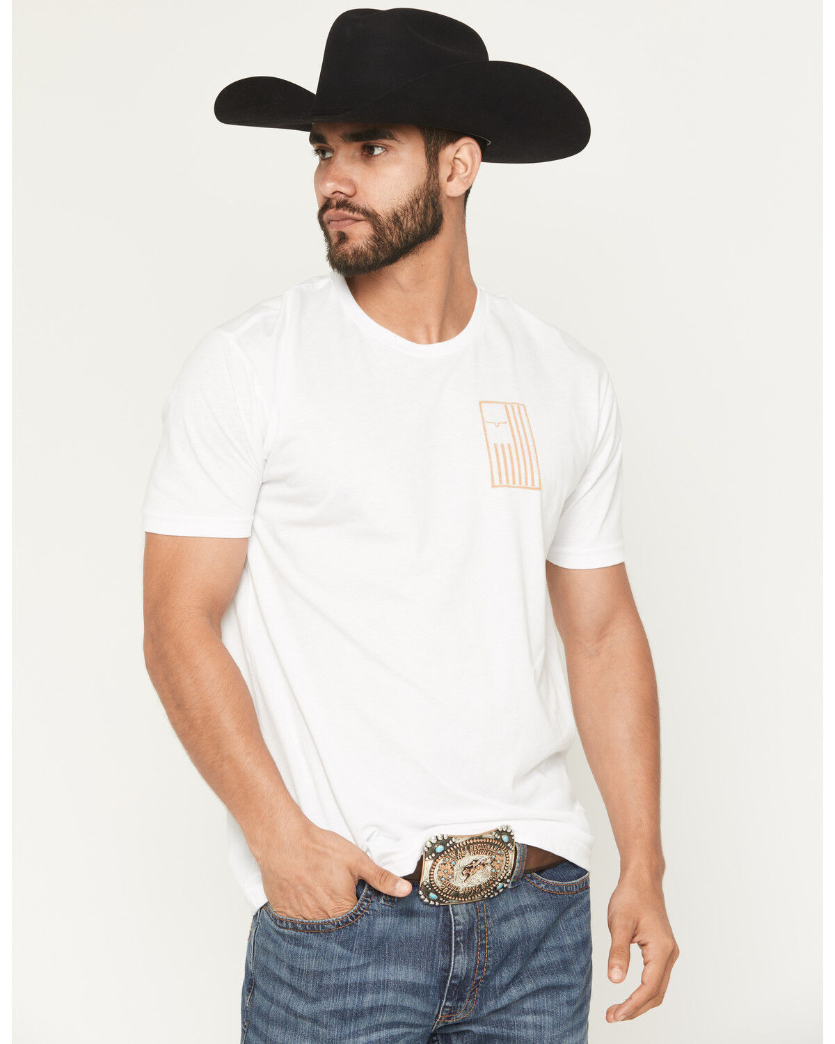 Image #2 - Kimes Ranch Men's Patched Patriotic Logo Short Sleeve Graphic T-Shirt, White, hi-res