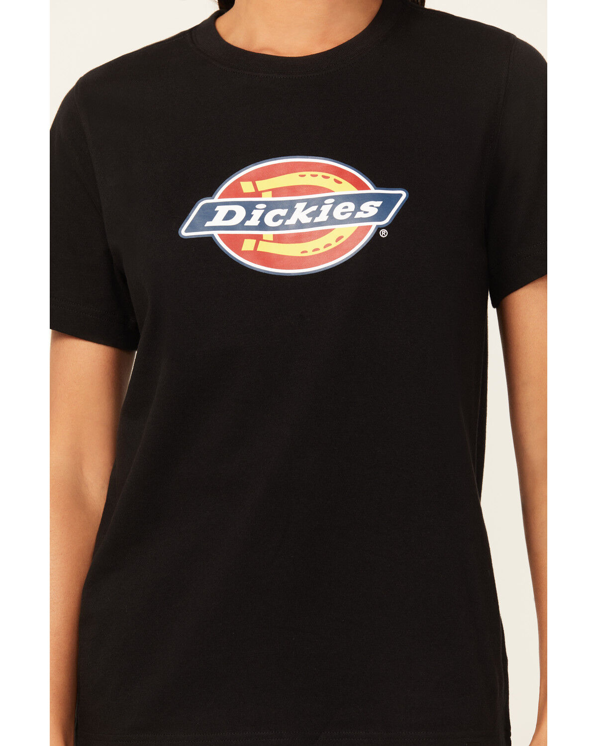 Image #3 - Dickies Women's Tri-Color Logo Short Sleeve Tee, Black, hi-res