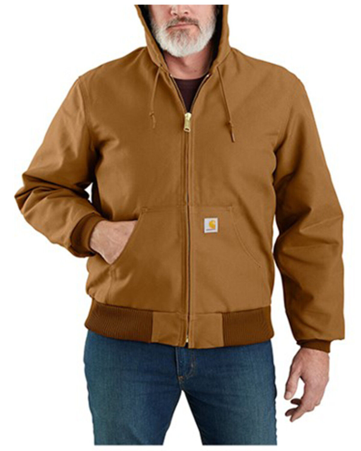 Image #1 - Carhartt Men's Flannel Lined Loose Fit Firm Duck Active Jacket - Tall, Brown, hi-res