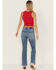 Image #3 - Daze Women's Text Me Medium Wash Mid Rise Flare Stretch Denim Jeans, Medium Wash, hi-res