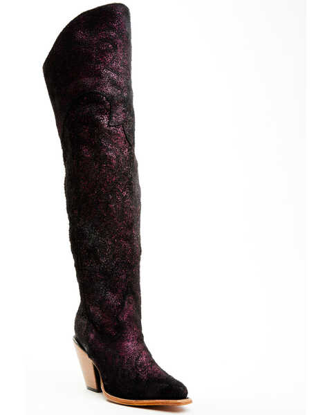 Corral Women's Metallic Tall Western Boots - Snip Toe , Black/purple, hi-res