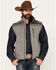 Image #1 - Hooey Men's Southwestern Print Yoke Softshell Vest, Grey, hi-res