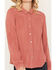 Image #3 - Lovestitch Women's Tonal Floral Embroidered Long Sleeve Button-Down Shirt, Rose, hi-res