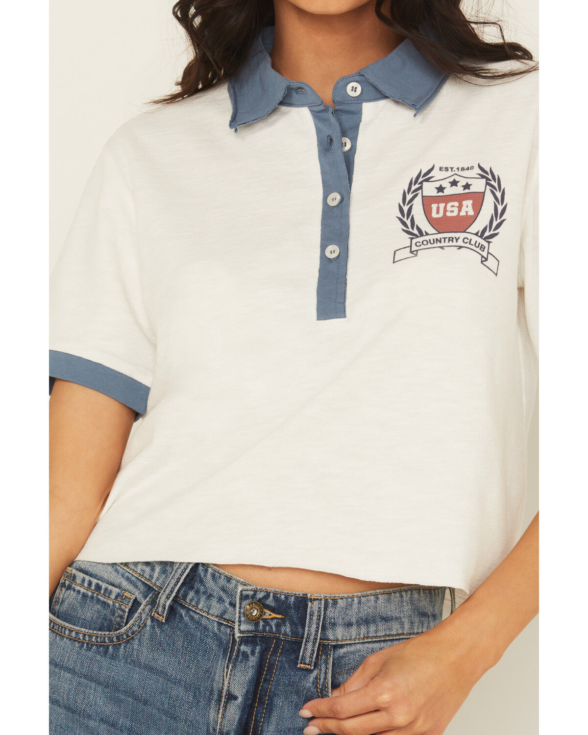 Image #3 - Cleo + Wolf Women's Eli Country Club Henley Short, Sand, hi-res