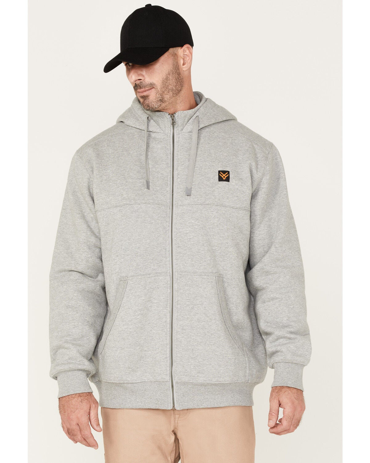 Hawx Men's Full Zip Quilted Water Repellent Hooded Jacket, Light Grey, hi-res