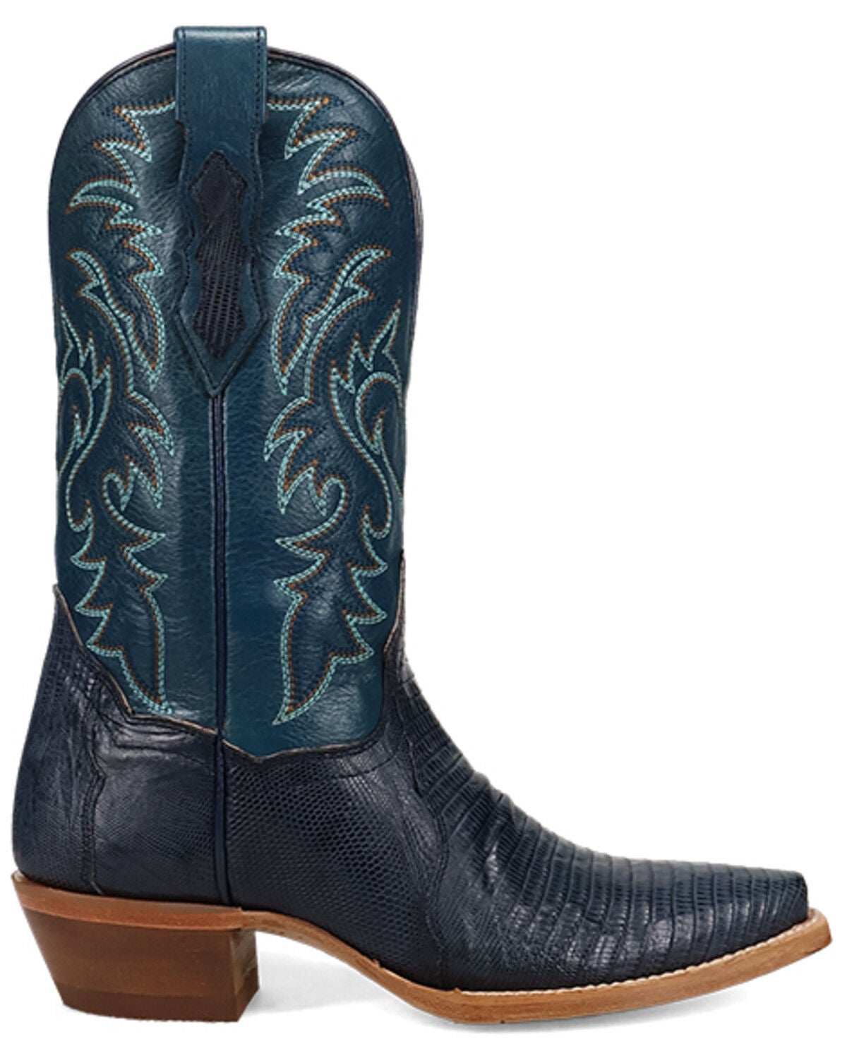 Image #2 - Dan Post Women's Tulip Exotic Lizard Western Boots - Snip Toe, Blue, hi-res
