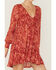 Image #2 - Beyond The Radar Women's Red Long Sleeve Knit Mini Dress, Red, hi-res