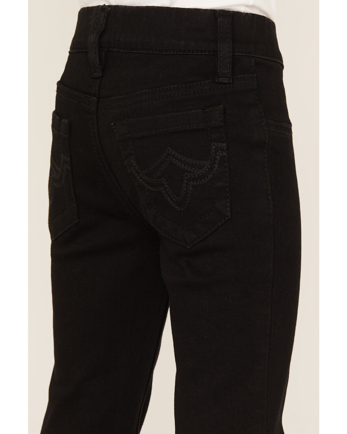 Image #4 - Shyanne Little Girls' Pull-On Super Stretch Denim Flare Jeans, Black, hi-res