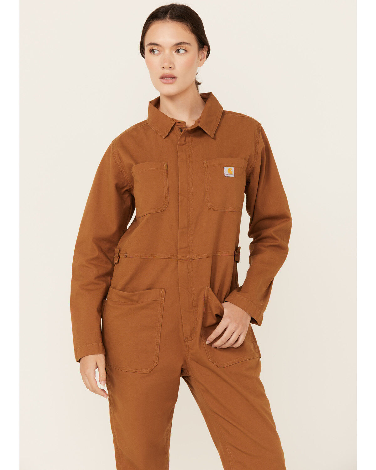 Image #2 - Carhartt Women's Rugged Flex® Relaxed Fit Canvas Coveralls, Tan, hi-res