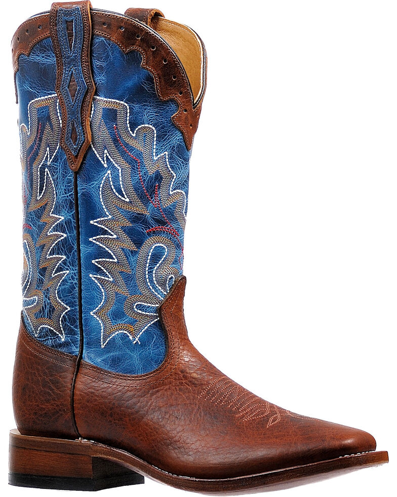 Boulet Men's Lava Electric Blue Stockman Cowboy Boots - Square Toe, Brown, hi-res