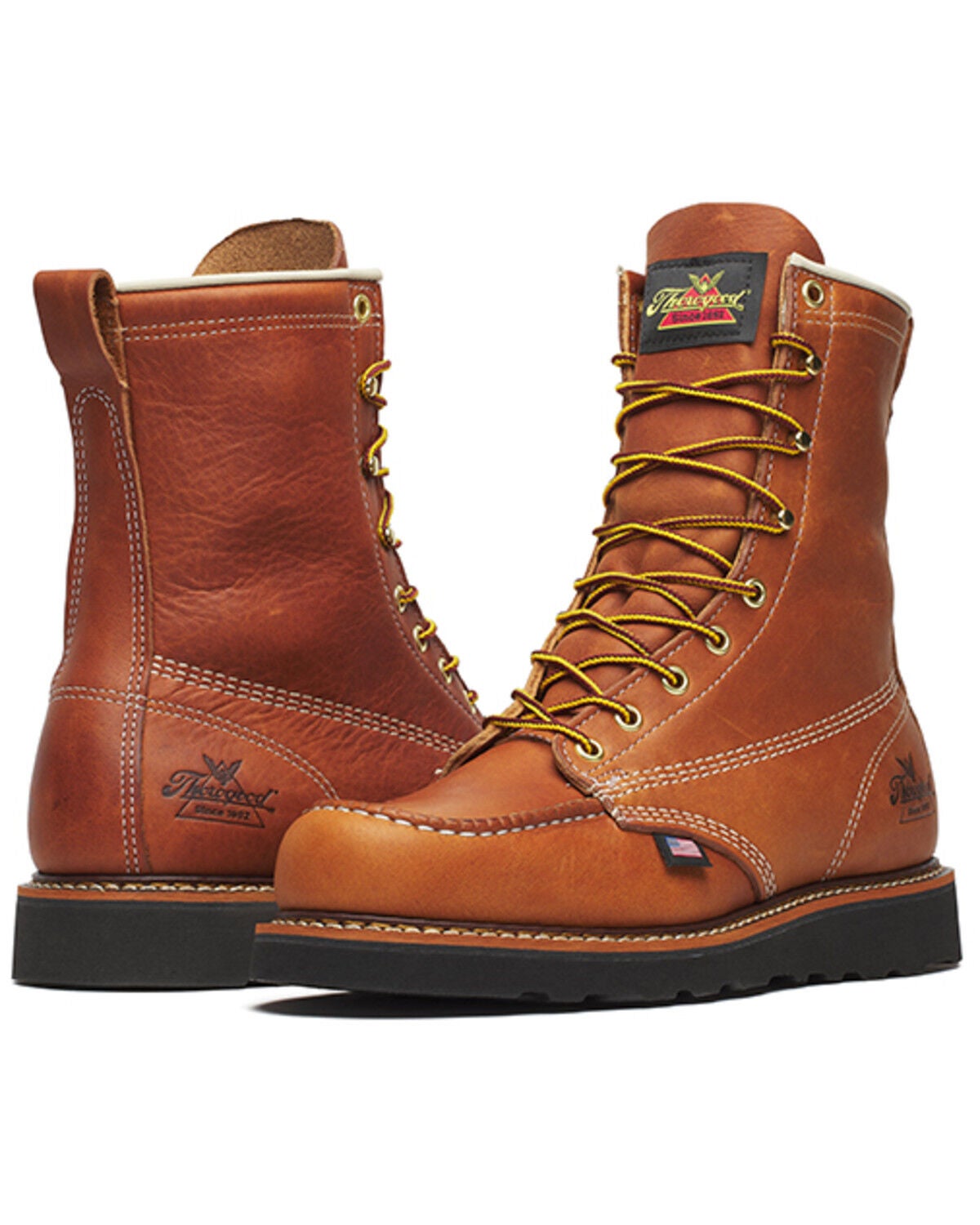 Image #4 - Thorogood Men's 8" American Heritage MAXWear Moc Wedge Work Boots - Soft Toe, Brown, hi-res