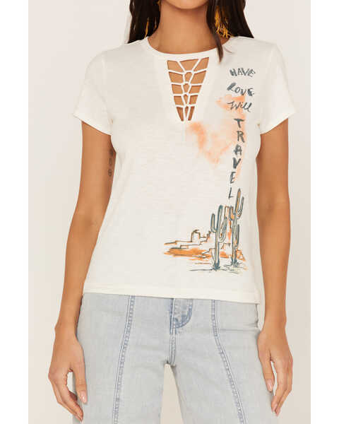 Image #3 - Shyanne Women's Keyhole Desert Graphic Tee, Ivory, hi-res