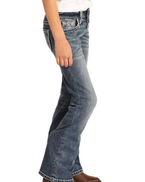 Image #3 - Rock & Roll Denim Girls' Medium Embroidered Bootcut Jeans, Blue, hi-res