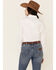 Wrangler Women's White Pearl Snap Long Sleeve Western Shirt, White, hi-res