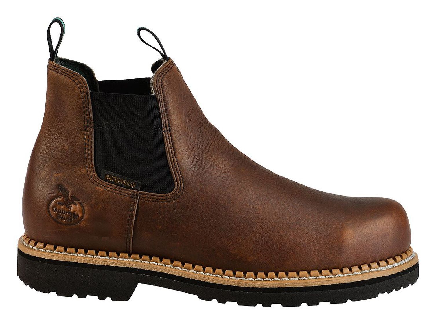 Image #2 - Georgia Boot Men's Romeo Waterproof Slip-On Work Shoes - Steel Toe, Brown, hi-res